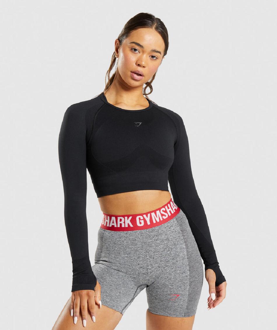 Corp Tops Gymshark Flex Sports Long Sleeve Mujer Negras | CO 2520DFM